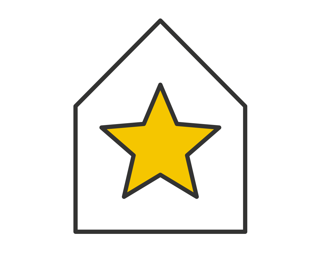 Haus-Icon mit einem Stern in der Mitte