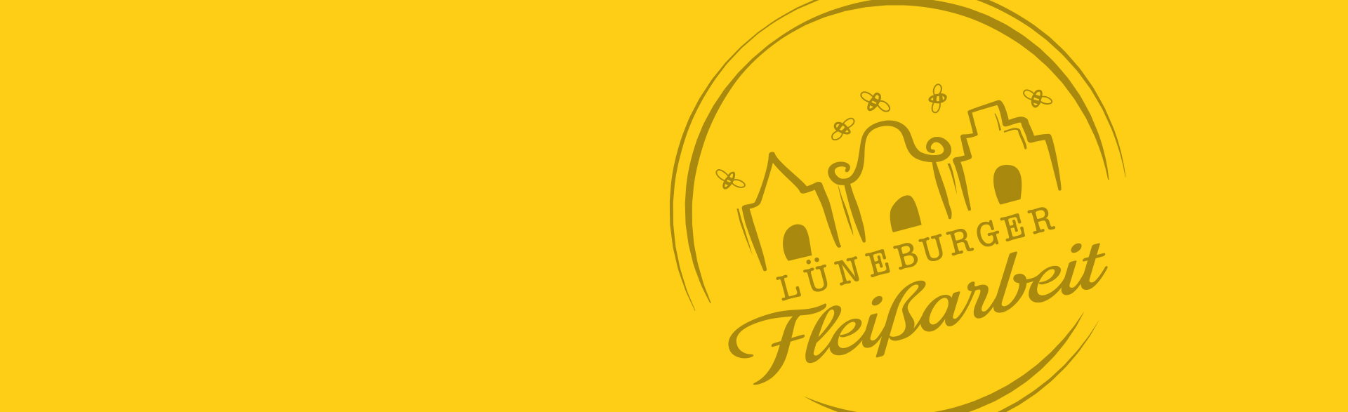 Naming, Logoentwicklung und Branding Lüneburger Fleissarbeit Logo Lüneburger Fleissarbeit auf gelbem Hintergrund